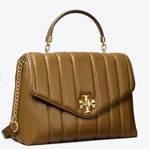Tory Burch Kira Quilted Satchel color Toasted Sesame